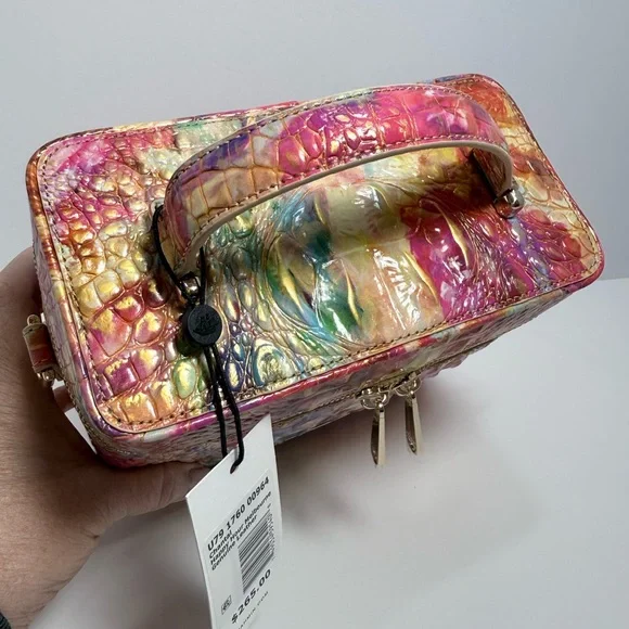 Brahmin Multi Colored.                  Croc-Embossed Leather Crossbody Bag - Picture 9 of 11